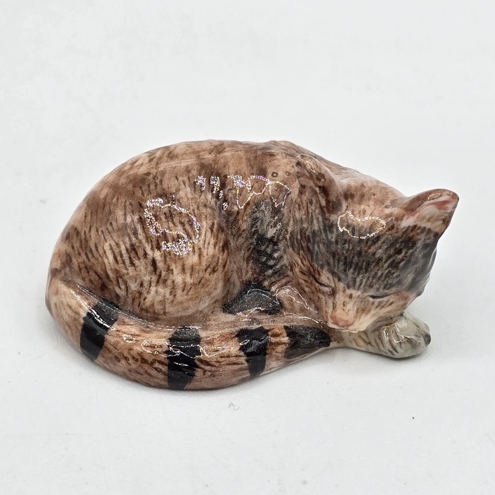 VTG MBI Porcelain Miniature Brown Black Kitty Kitten Cat Figurine Figure